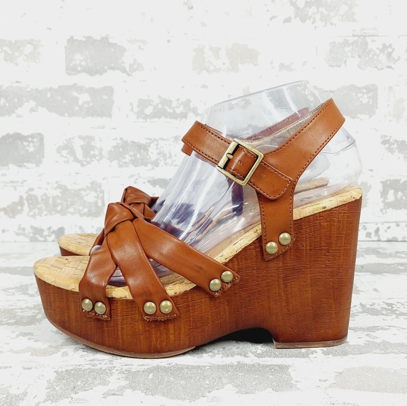 New Kork-Ease Dawson Brown Faux Leather Platforms X505 - Picture 1 of 12